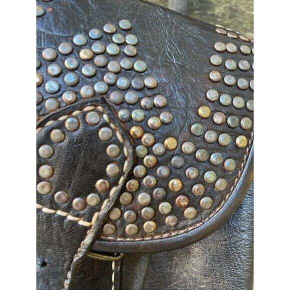 Vintage 70’s leather studded buckles backpack main image 14